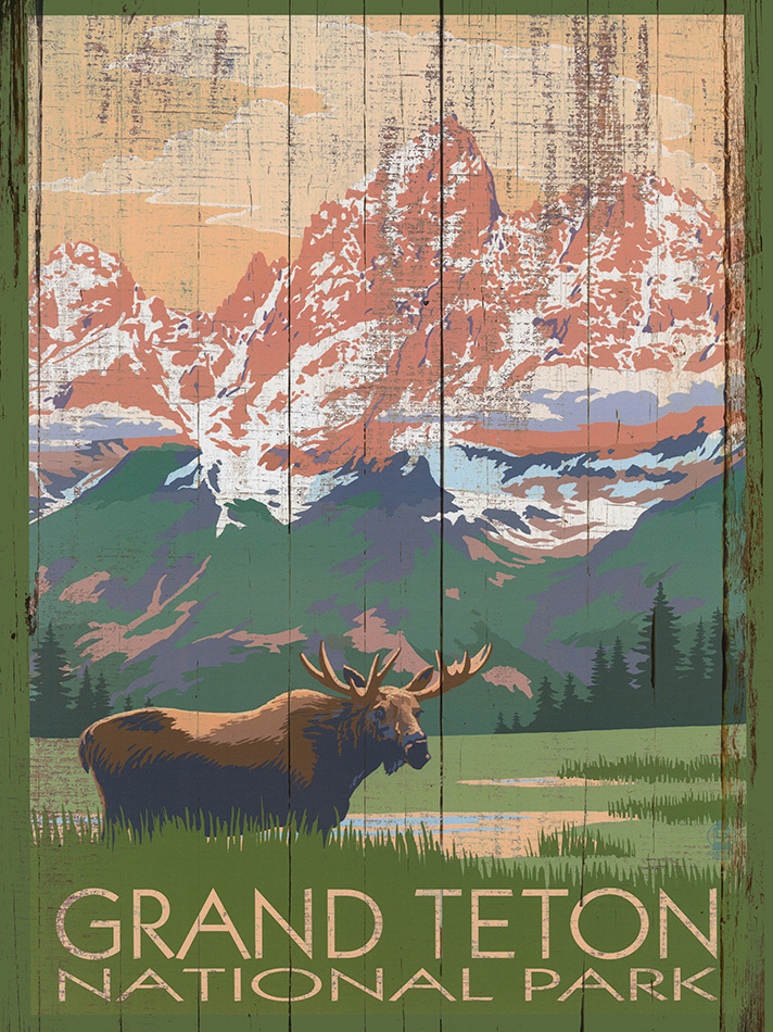 Grand Teton - Wood - 22x30 cm