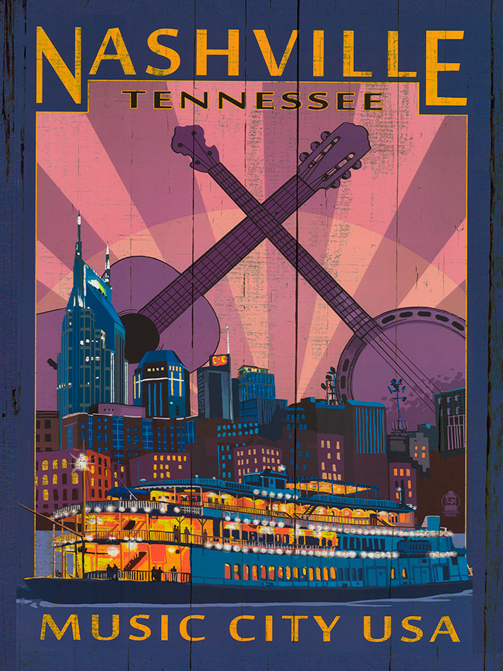 Nashville - Music City - Wood - 22x30 cm