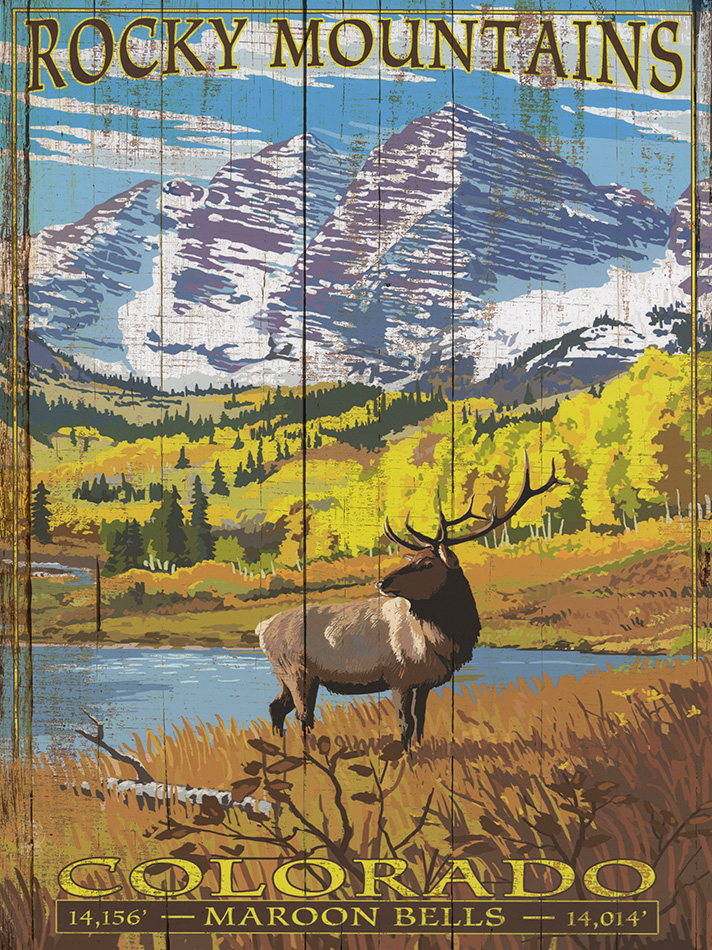 Rocky Mountains - Wood - 22x30 cm