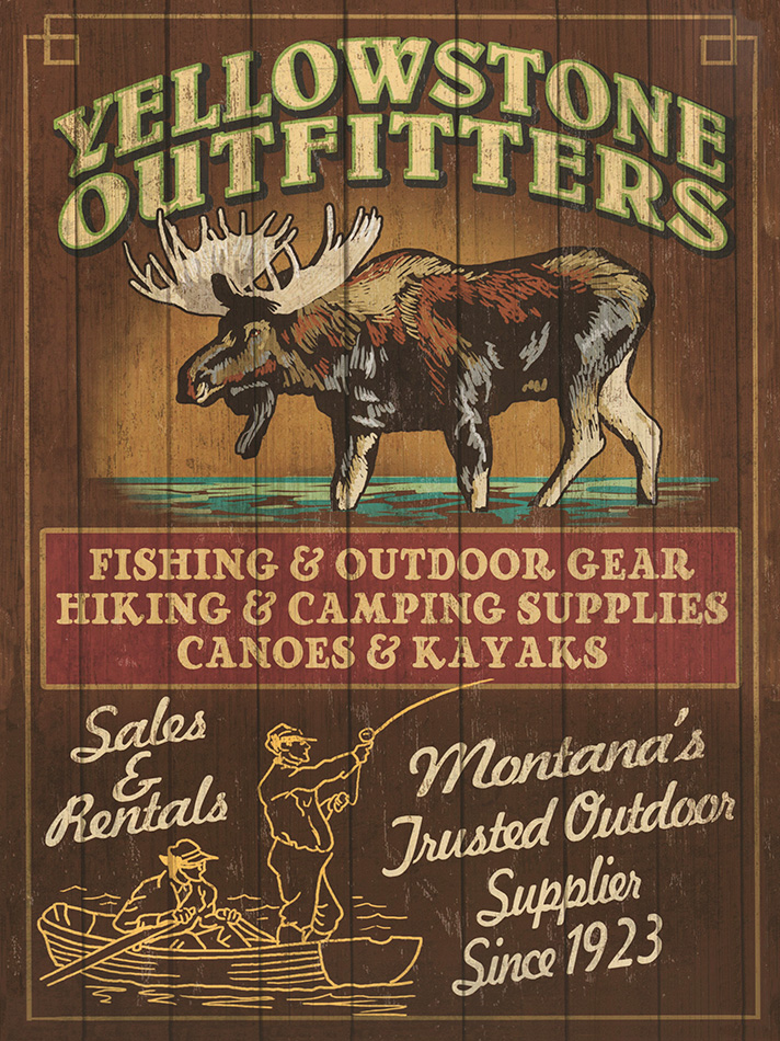 Yellowstone - Outfitters - Wood - 22x30 cm