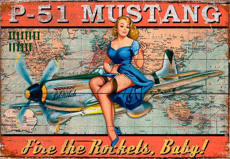 P51 Mustang - Pin up - wood