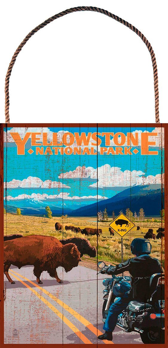 Yellowstone - Buffalo + Biker - Hanger aan touw