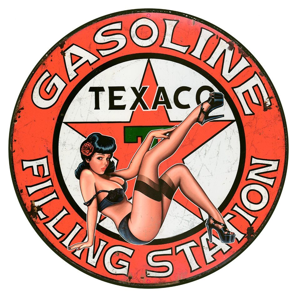 Texaco -Pin Up - 35 cm rond