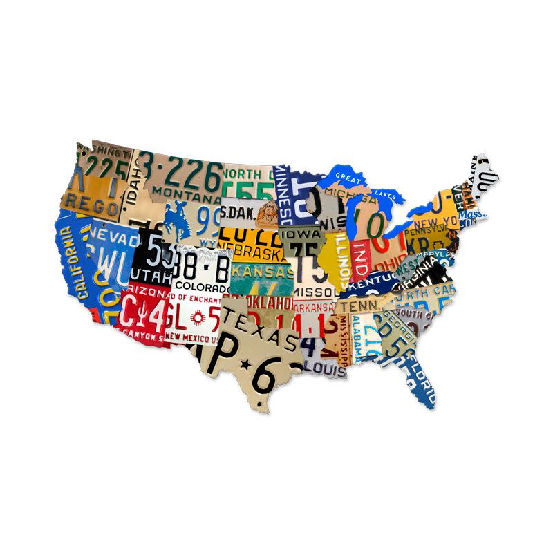 Map USA - License Plates XL
