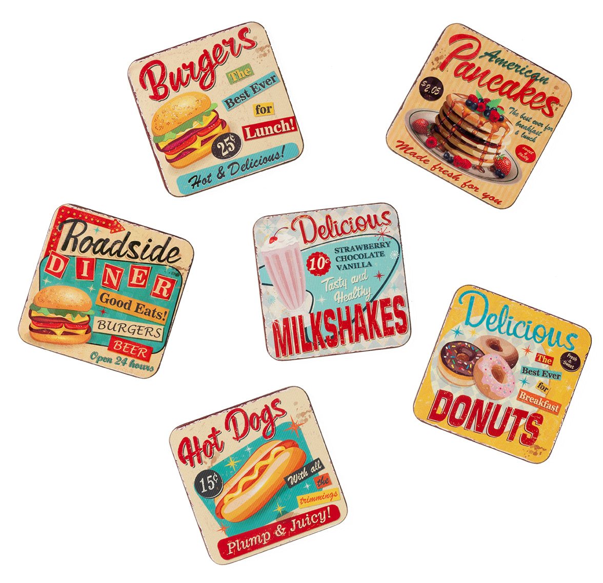 Onderzetters Fast Food - Set van 6 stuks