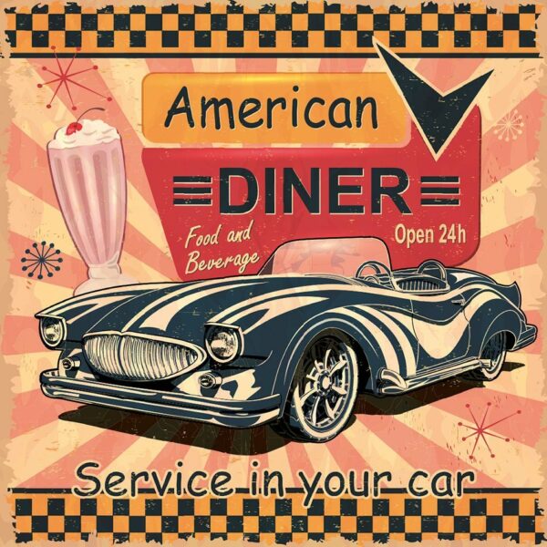 Onderzetters American Diner-Garage - Set van 6 stuks - Afbeelding 8