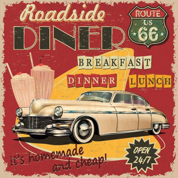 Onderzetters American Diner-Garage - Set van 6 stuks - Afbeelding 3
