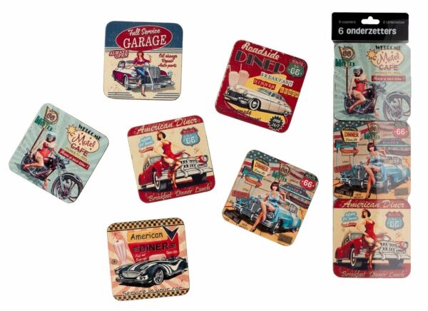 Onderzetters American Diner-Garage - Set van 6 stuks - Afbeelding 5