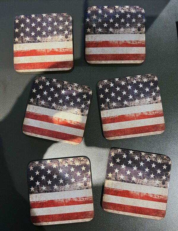Onderzetters Amerikaanse Vlag - Set van 6 stuks - Afbeelding 4