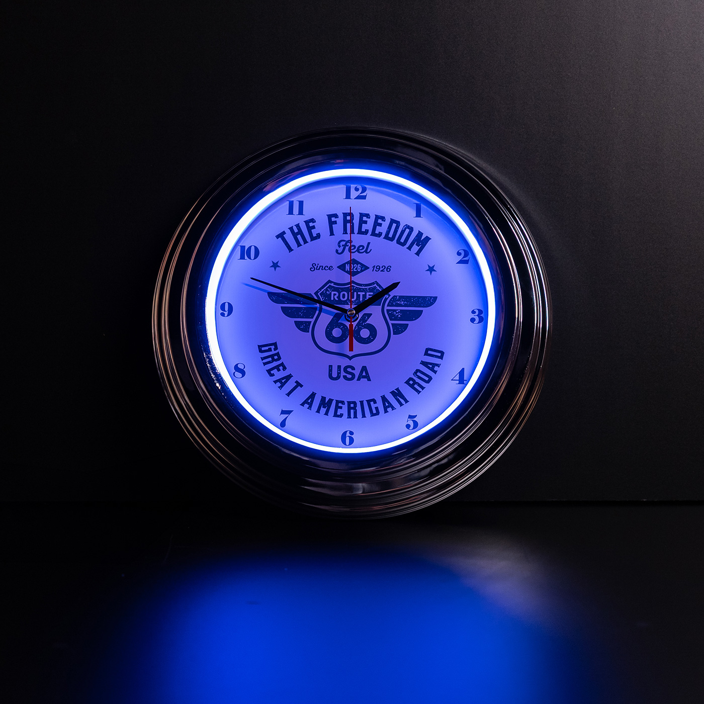 Klok - Route 66 - Blue - Neon LED