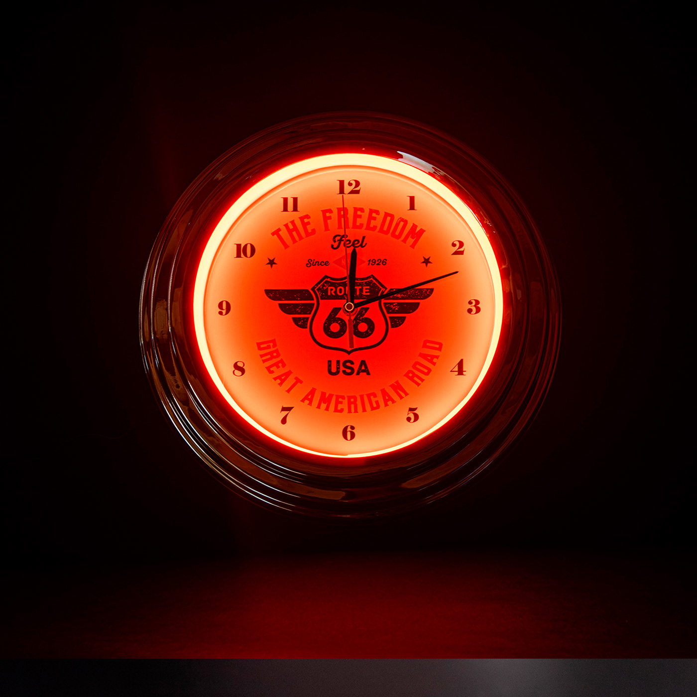 Klok - Route 66 - Orange - Neon LED