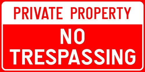 Private Property - No Trespassing - Red - 15 x 30 cm