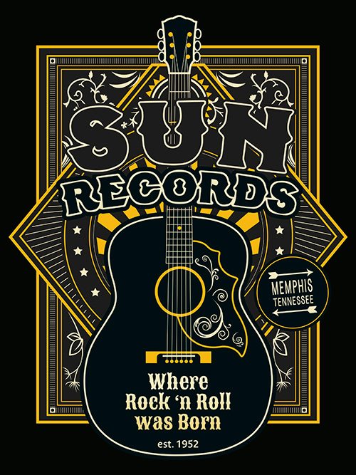 Sun Records Guitar - 20 x 30 cm