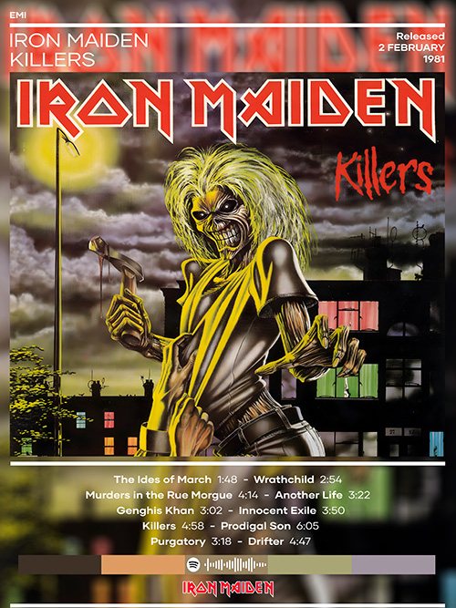 Iron Maiden - Killers - 30 x 40 cm