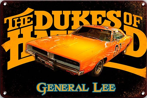 Dukes of Hazard General Lee - Black BG - 30 x 40 cm