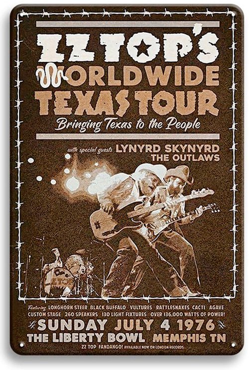 ZZ Top - Texas Tour 1976 - Brown - 30 x 40 cm