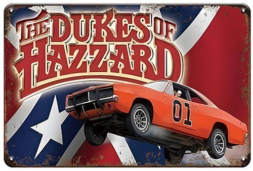 General Lee - Rebel Flag - Dukes of Hazard - 30 x 40 cm