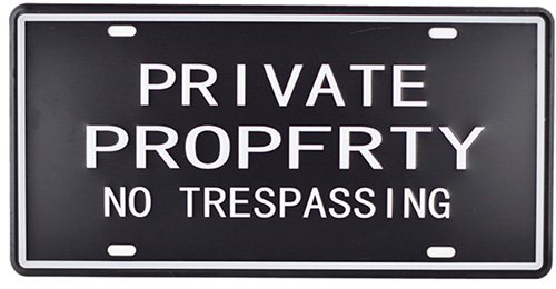 Private Property - No Trespassing - Black - 15 x 30 cm