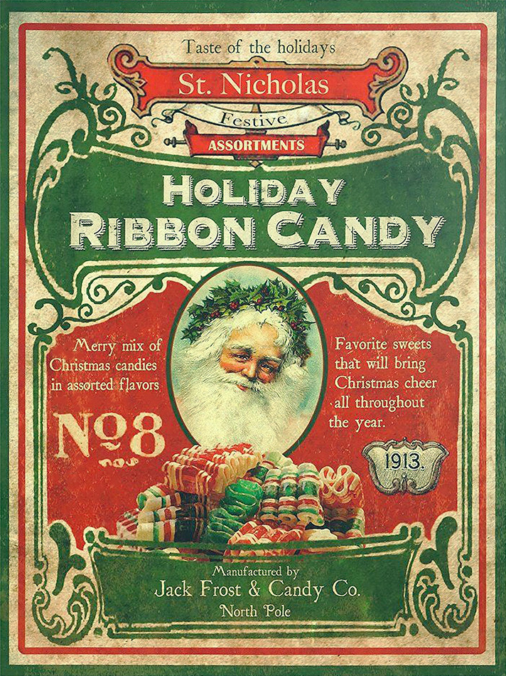 XMAS Santa Red-Green poster - Wood - 22x30 cm