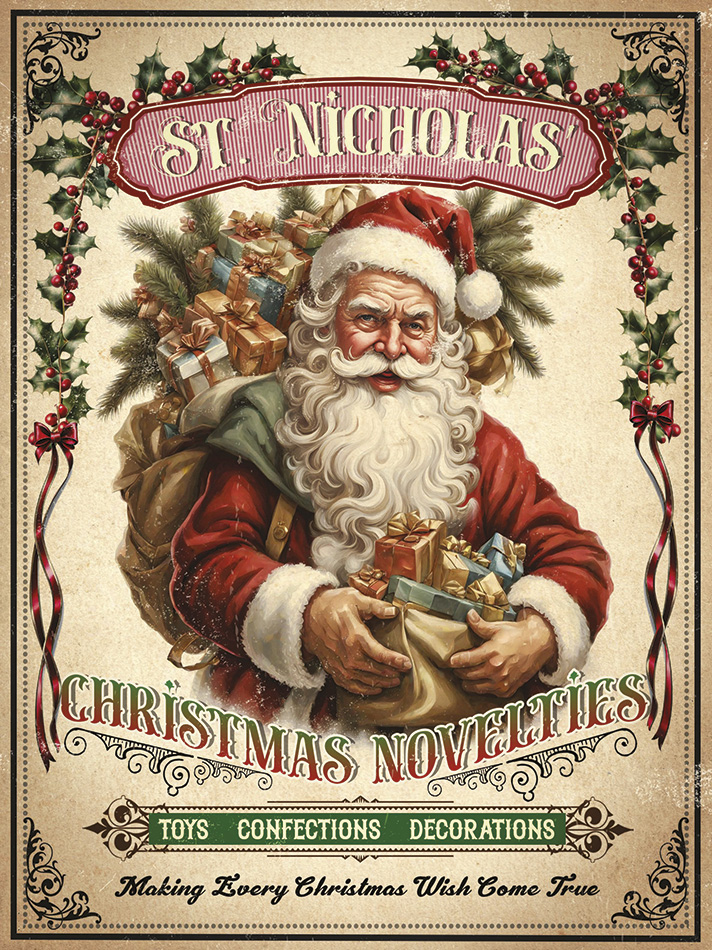 XMAS Santa Toys production poster - Wood - 22x30 cm