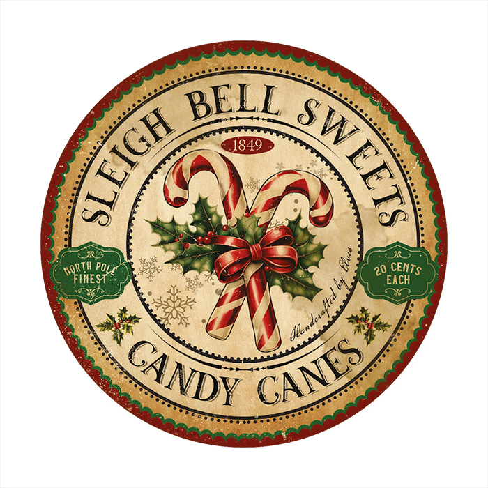 Onderzetter rond - XMAS Candy Cane