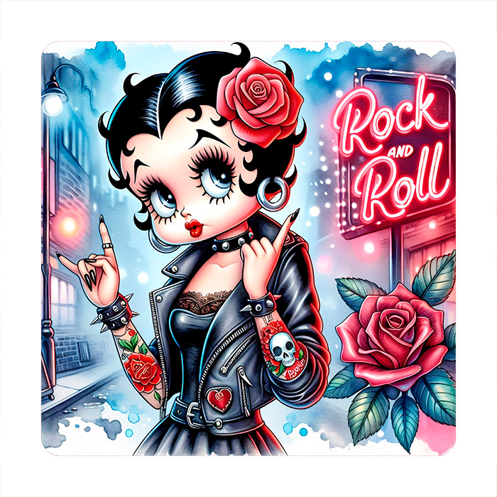 Onderzetter vierkant - Betty Boop Rock n Roll