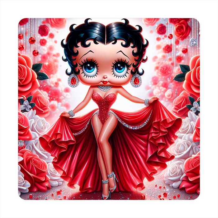 Onderzetter vierkant - Betty Boop Roses