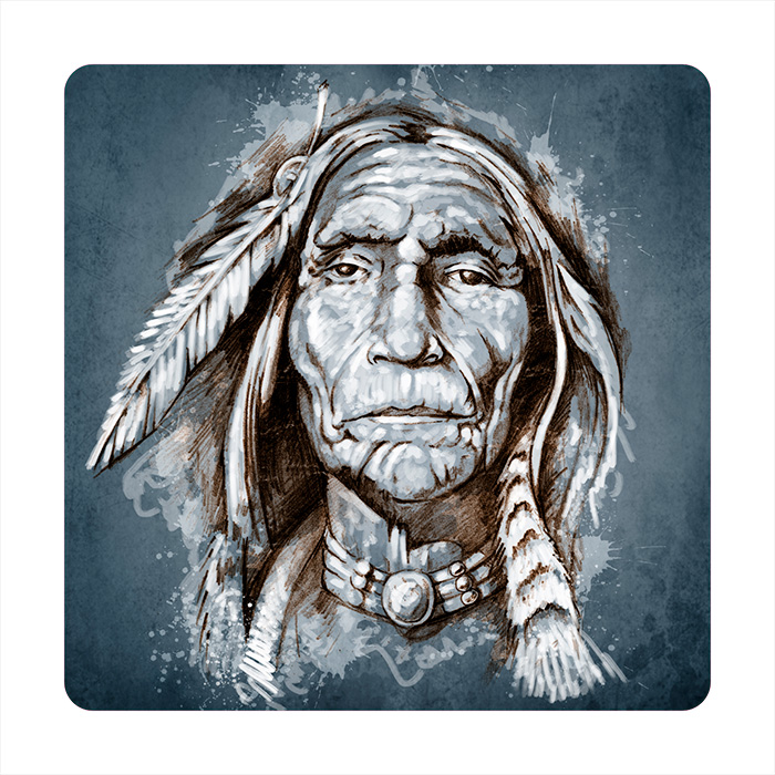 Onderzetter vierkant - Indian - grey