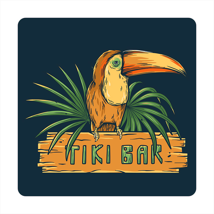 Onderzetter vierkant - Tiki Bar Bird