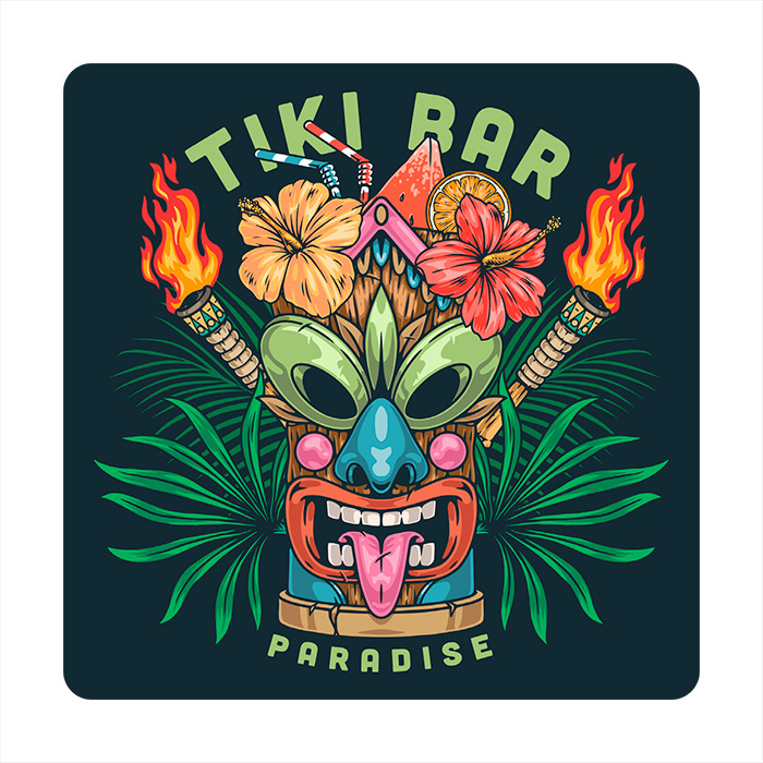 Onderzetter vierkant - Tiki Bar Fire