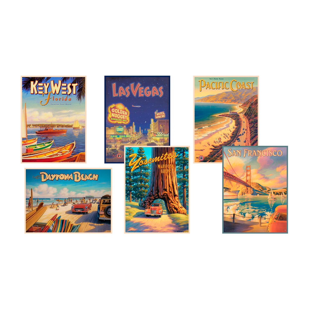 USA CARDS - Set Retro Travel America